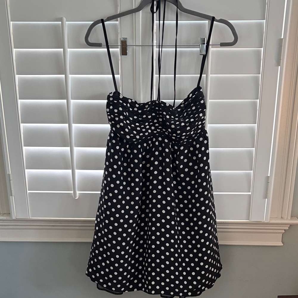 Alice + Olivia 100% Silk Black and White Polka Dot Dress
